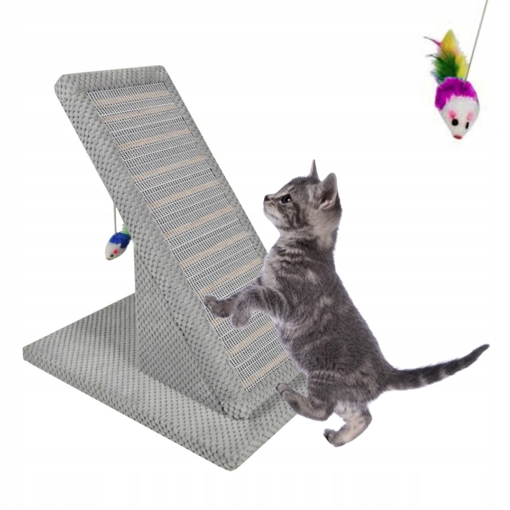 Drapak dla kota Makspol Skośny mata do drapania +myszka zabawka !Jasnoszary