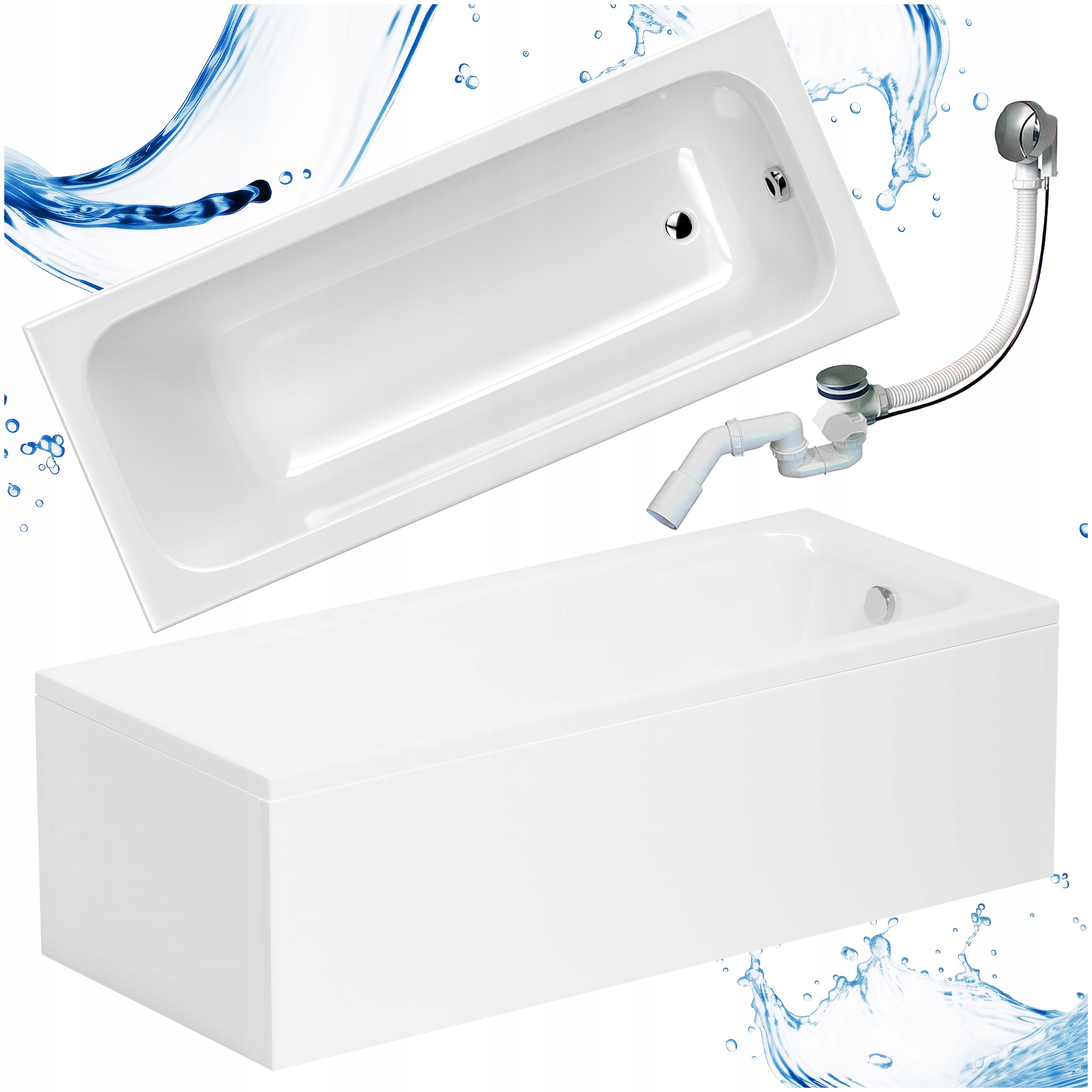 Vana S Krytem Sifonu Obdélníková Nástěnná Akrylová Bílá 150X70