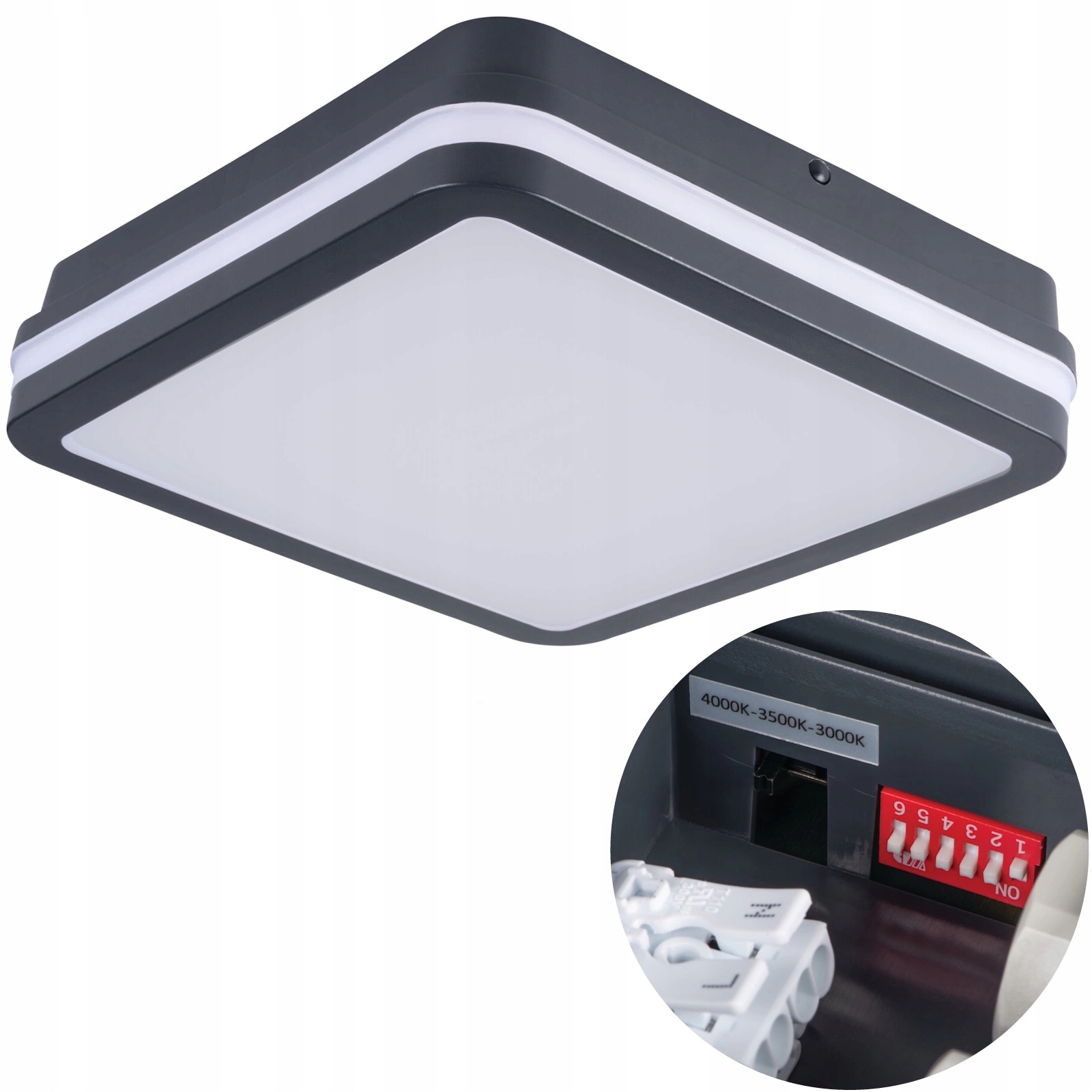 Stropní Svítidlo Led Stropní Svítidlo Hermetická Beno 12-18W Cct Snímač pohybu Grafit