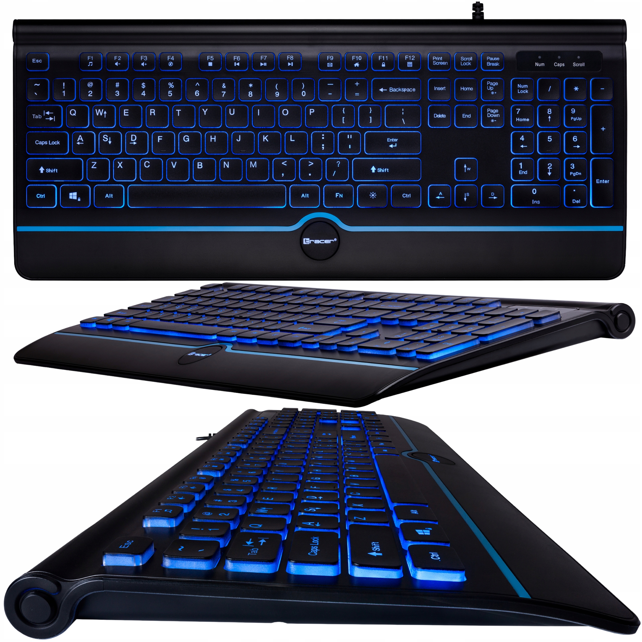 KLAWIATURA USB PRZEWODOWA PODŚWIETLANA LED CICHA BIUROWA PŁASKA GAMINGOWA