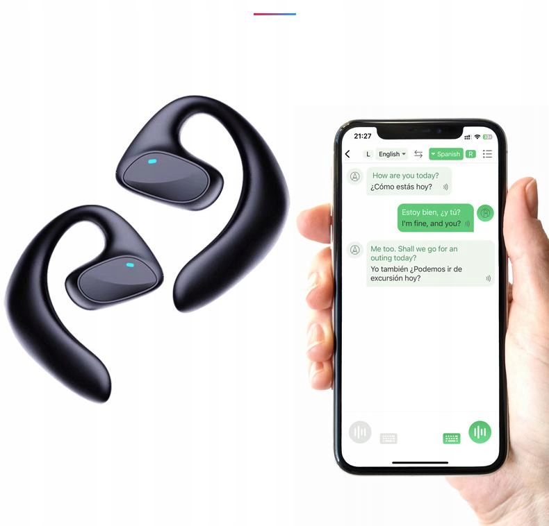 Překladač Jazykových Sluchátek 2V1 S Funkcí Ai Bezdrátové Hudby