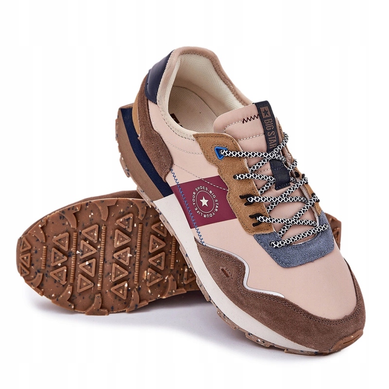 Pánské Semišové Tenisky Big Strar RR174475 Hi-poly Systém Béžová 43