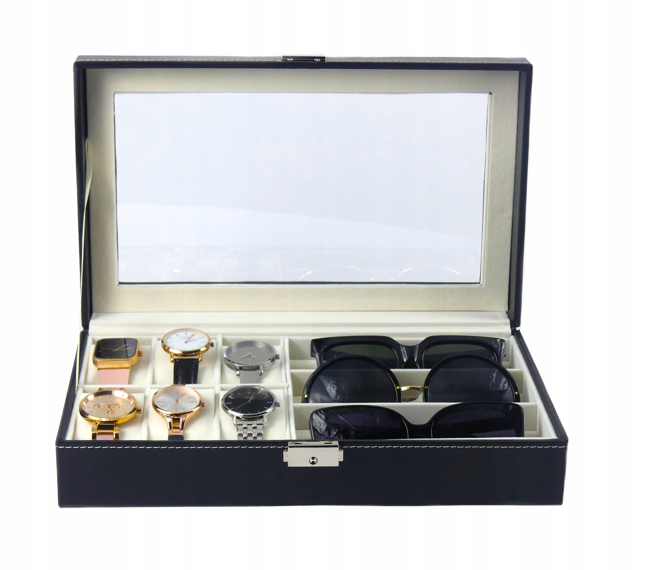 PUDEŁKO ETUI NA ZEGARKI I OKULARY SZKATUŁKA ORGANIZER EKSPOZYTOR NA PREZENT Model 6+3