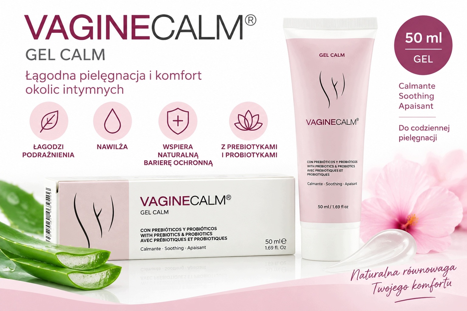 Vaginecalm Intimní Gel Hydratační zklidňující 50 ml Probiotika Prebiotika