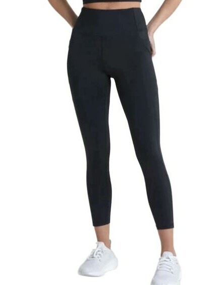 Czarne Sportowe Legginsy Getry Wysoki Stan Odblask Logo Gym Coffee Xxs