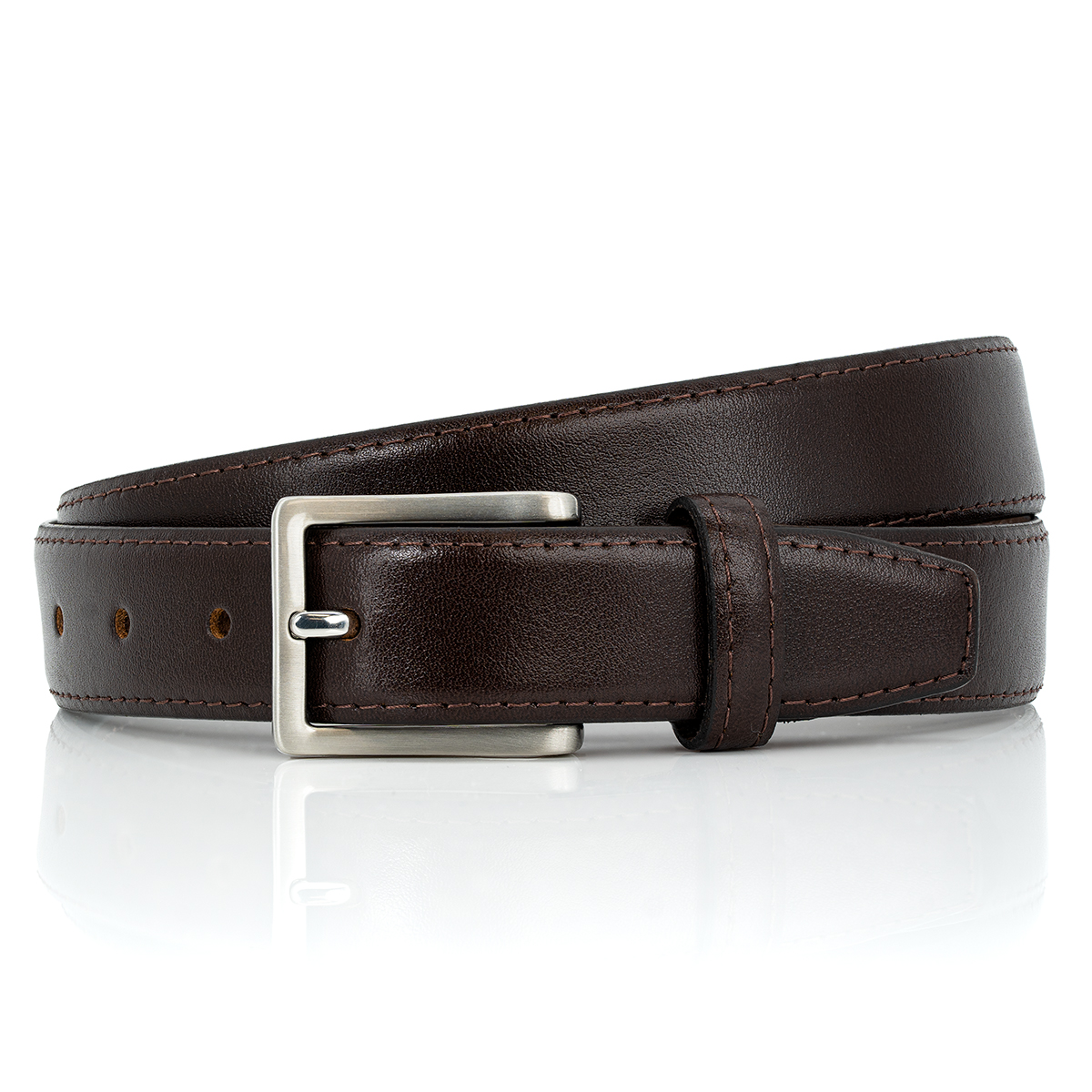 Lindenmann Velké Rozměry Kožený Opasek Hnědý vel. 120 šířka 3,0 cm 117-127 cm