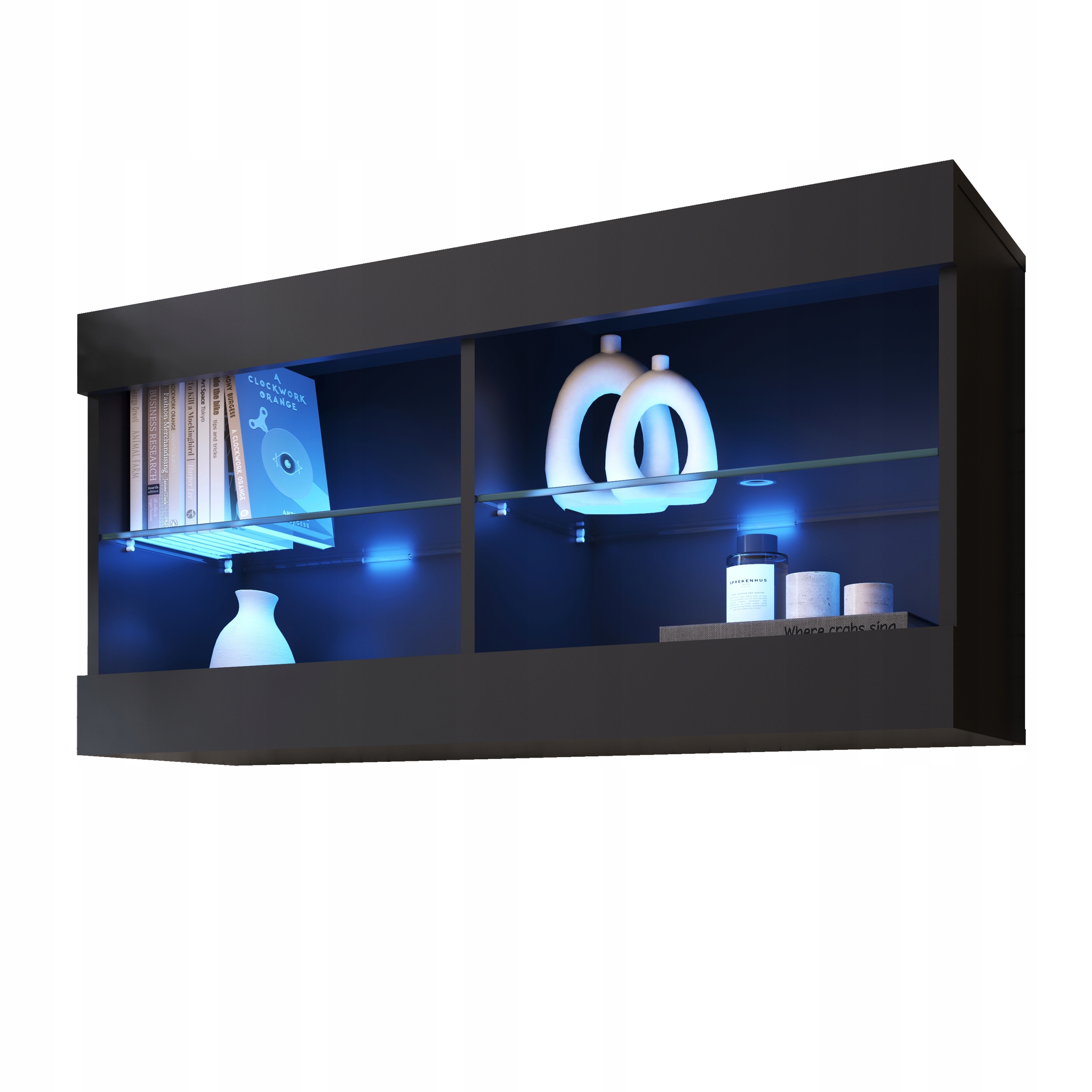 komodee Tivoli Závesná vitrína Horizontal čierna modrá Led