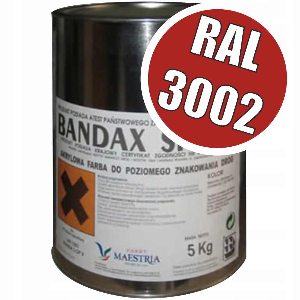 Farba Drogowa Bandax Sprint Czerwona 3L/5KG Ral 3002