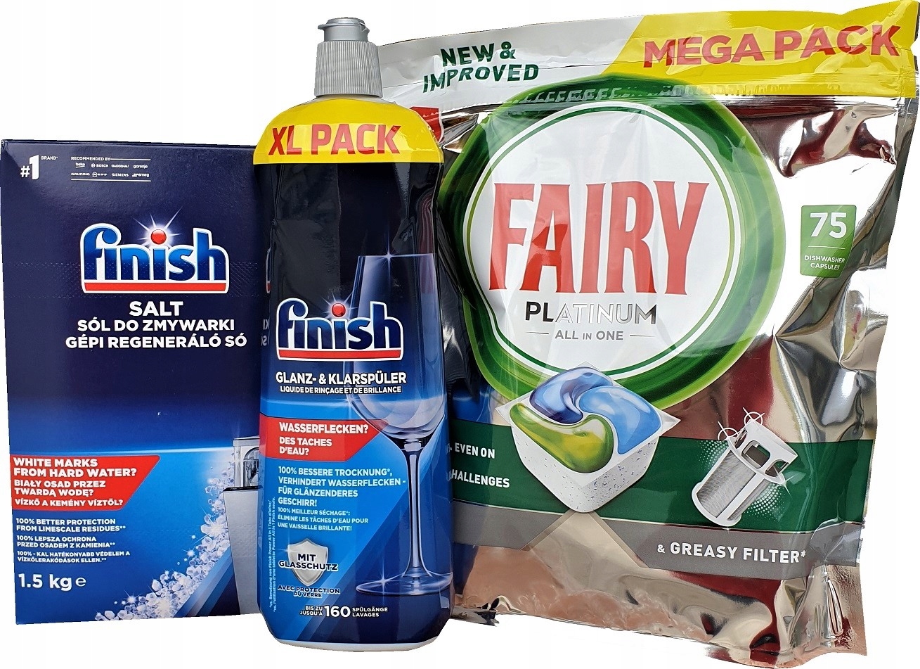 

Fairy Platinum Kostki 75szt+Sól+Nabłyszczacz 800ml