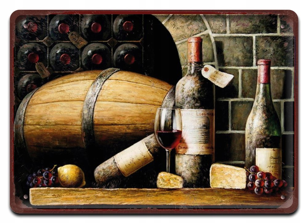 Wino Plakat Metalowy Szyld Obrazek Retro #20108