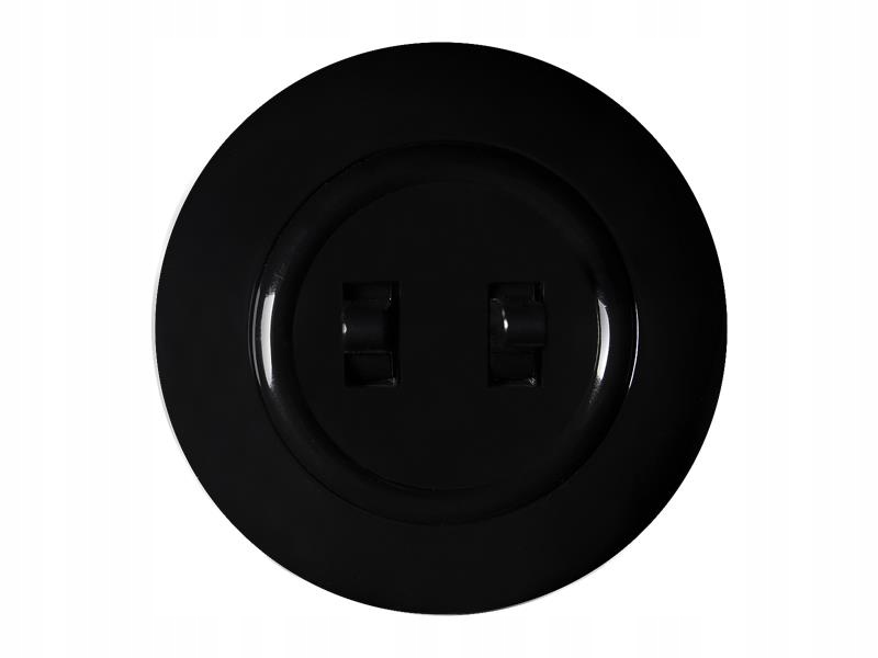 

Retro przełącznik podwójny Czarny Loft Prl