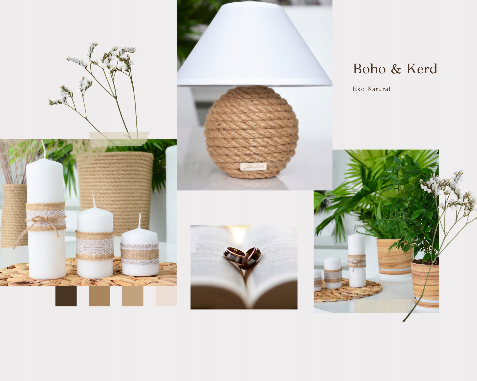 MINI Lampka biurkowa Boho pleciony sznurek juta Styl skandynawski