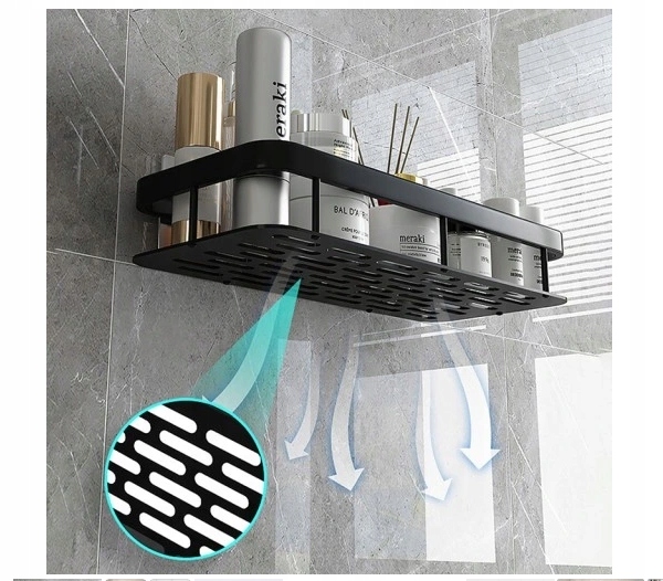 PÓŁKA ŁAZIENKOWA WISZĄCA POD PRYSZNIC AŻ 2 SZT + ZESTAW DO MONTAŻU!!! Kolor czarny