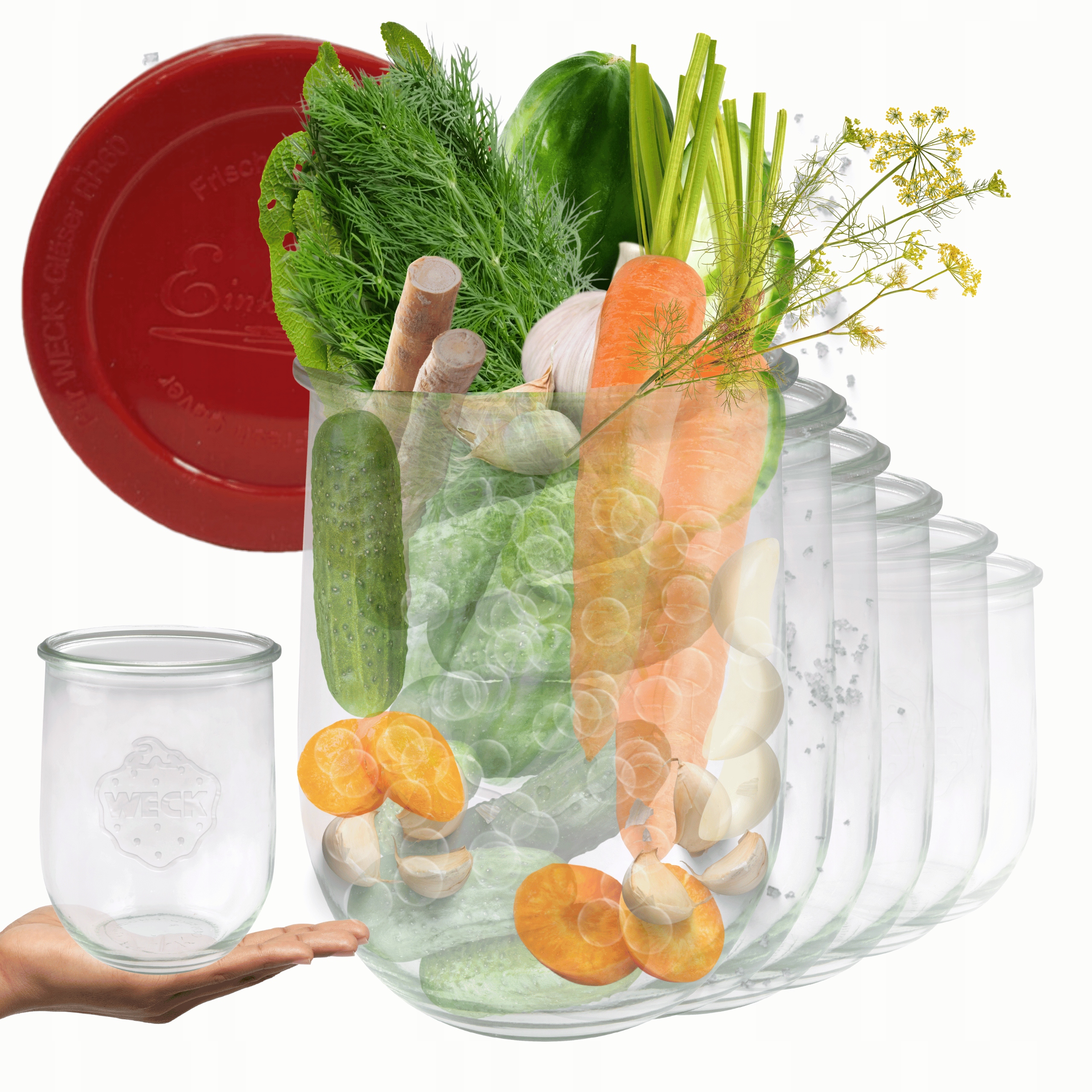 Poháre Weck 1 l na tekutiny Tulip vzduchotesné silikónové poháre s vekom 6ks 1062 ml