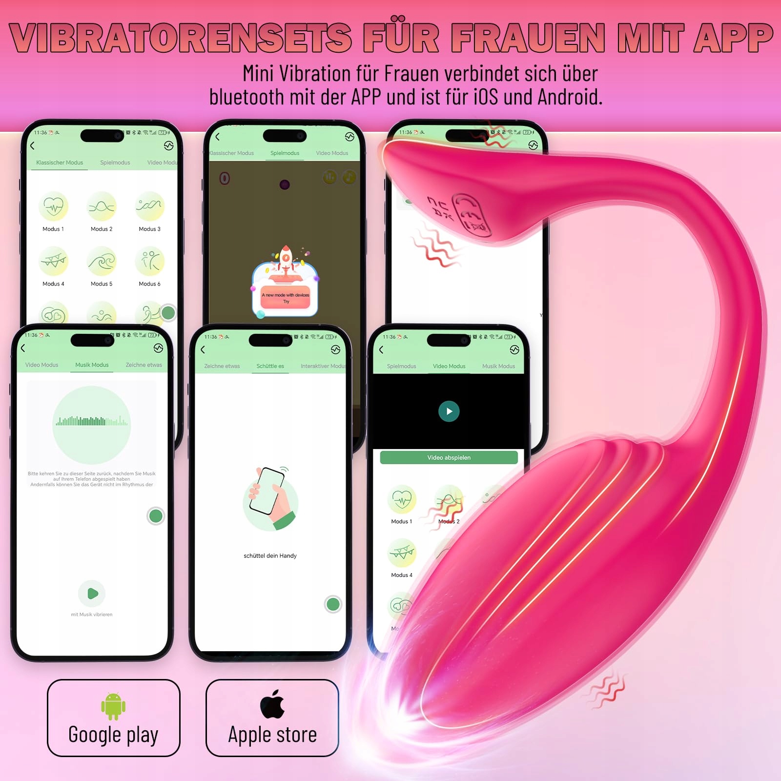 DILDO VIBRATOR DLA KOBIET I PAR Z APLIKACJĄ 10 TRYBÓW STYMULACJI KLITORIS — miniatura 3