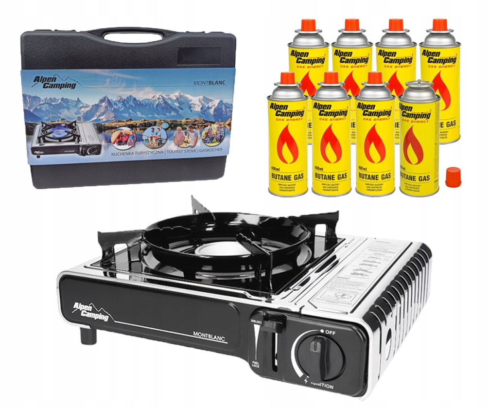 

Gaz Kuchenka Turystyczna Alpen Camping +8x Kartusz