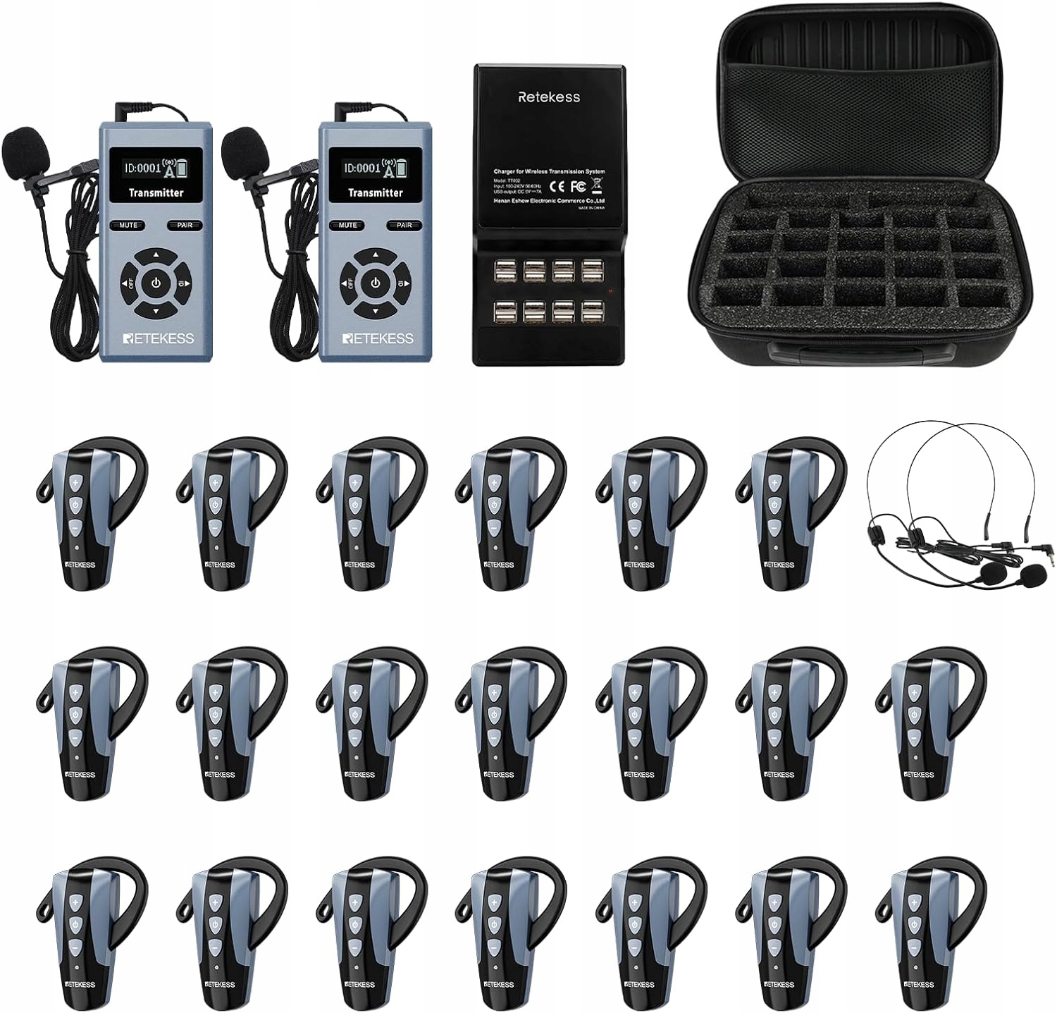 Systém Tour Guide Retekess TT106S Sada bezdrátových mikrofonů 2.4 GHz