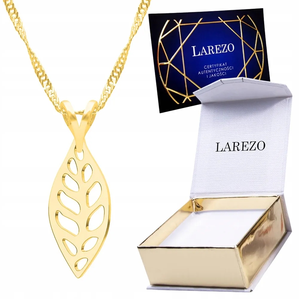 Zlatý náhrdelník Ažurový list Leaf Přívěsek s listem Stříbro 925