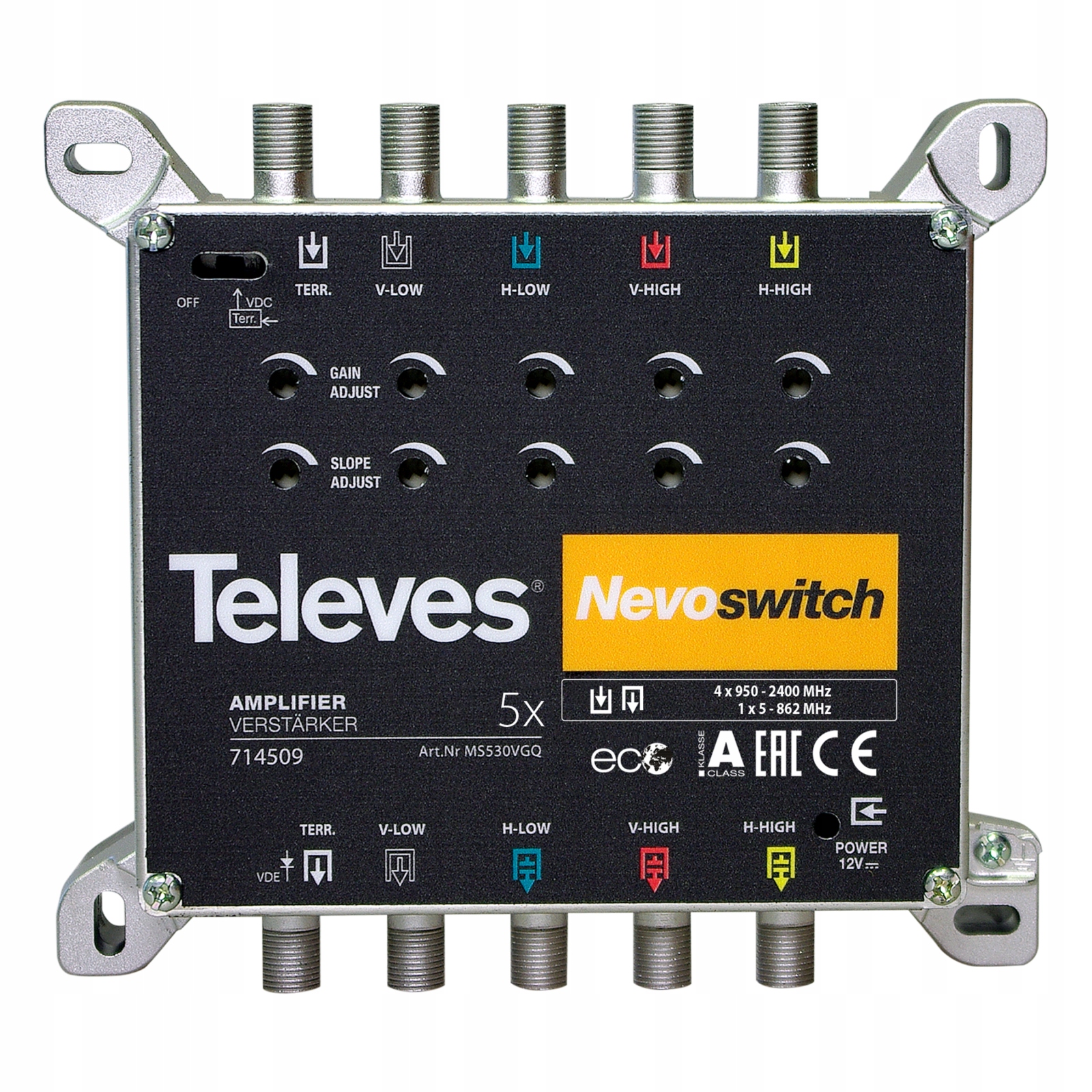 Wzmacniacz 5x5 Sygnału Multiswitcha TV SAT + DVB-T2 5 Wejść Televes 714509