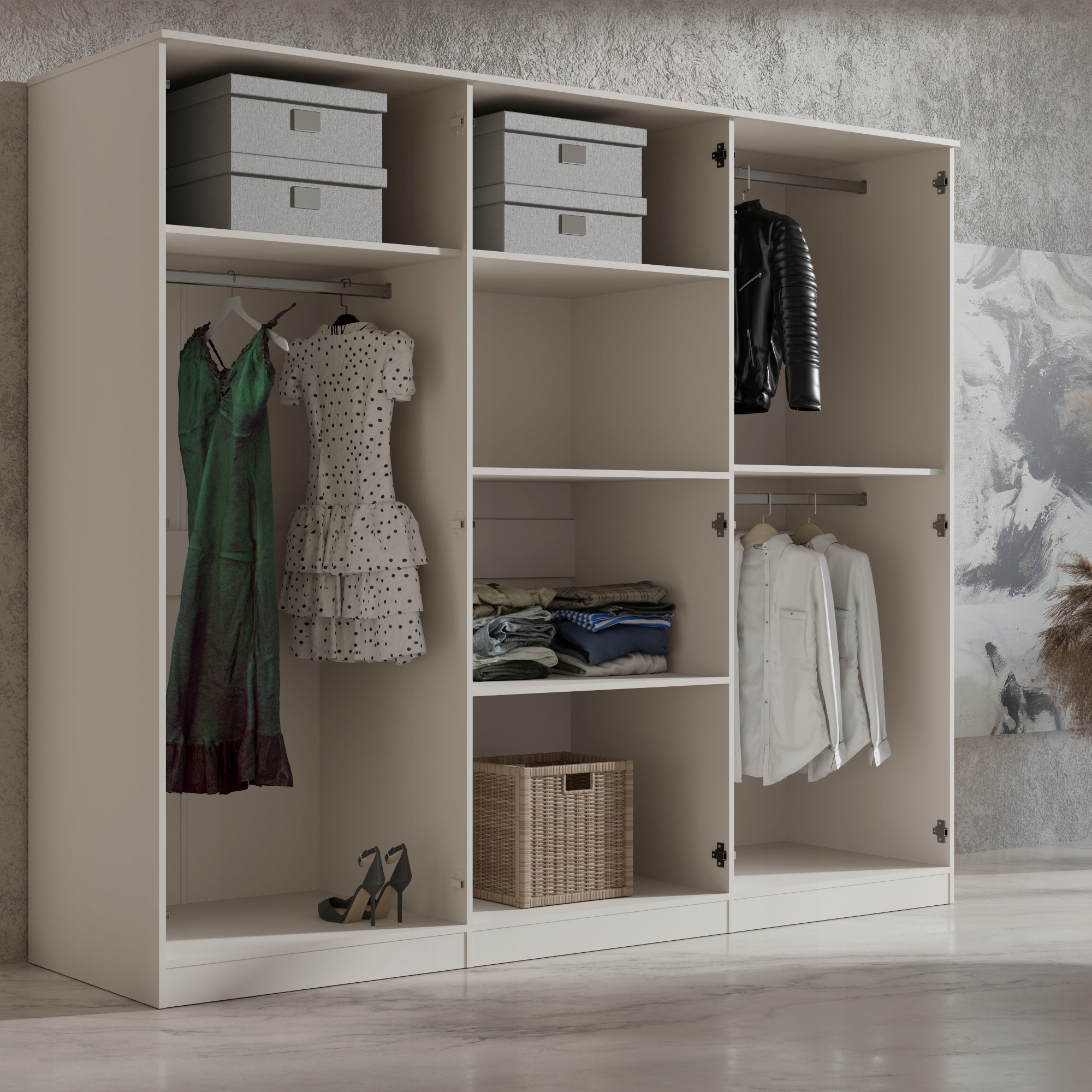 Szafa uchylna z lustrem Monza 6D 240 Kaszmir