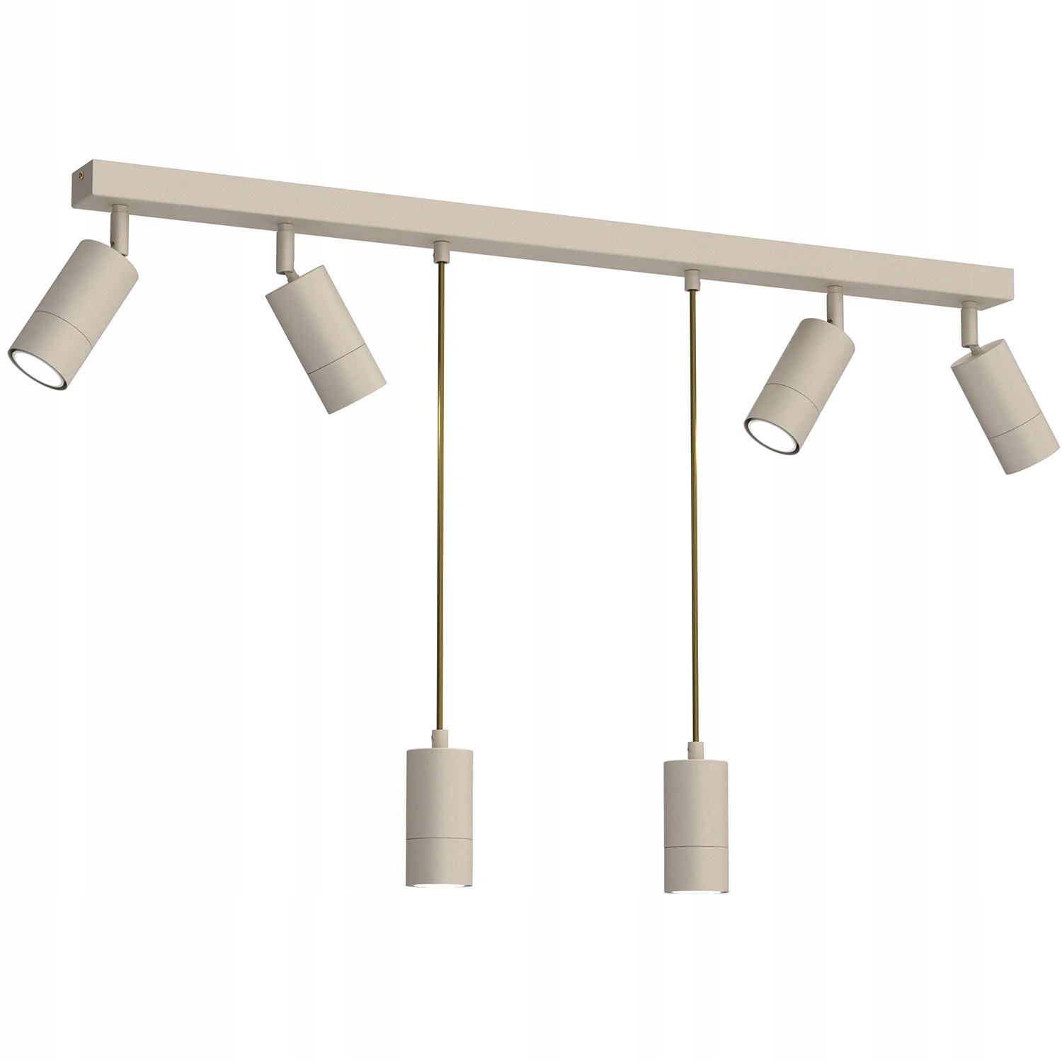 Stropní svítidlo 4 reflektory a 2 závěsné krémové lišty 90 cm Luminex