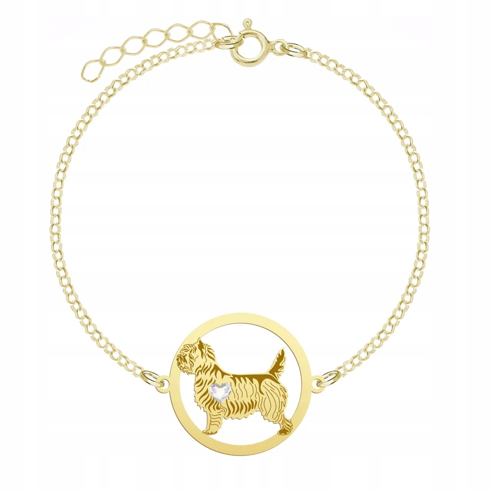 Zlatý náramek s psem Cairn Terrier 925 Dárek Žena Gravírování Bonus