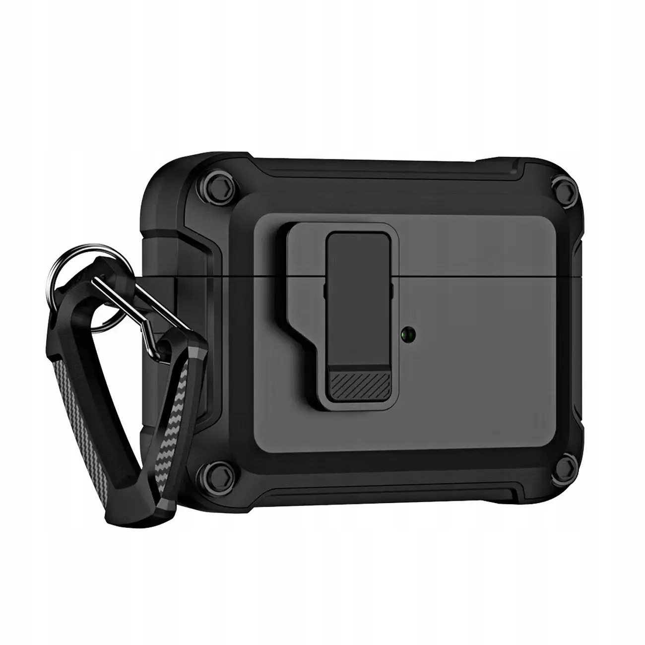 Etui pancerne Pro na Airpods 4 z karabińczykiem czarne Hurtel