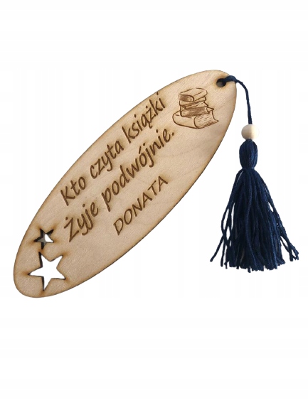 

Drewniana zakładka do książki z grawerem lub tekst