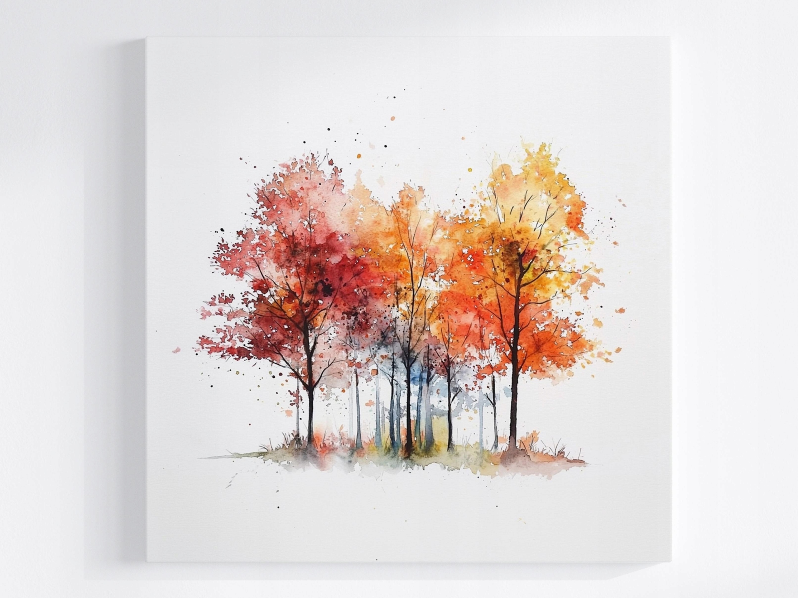 Obraz Na Plátně Canvas Barevné Stromy Podzim Příroda Akvarel 80x80
