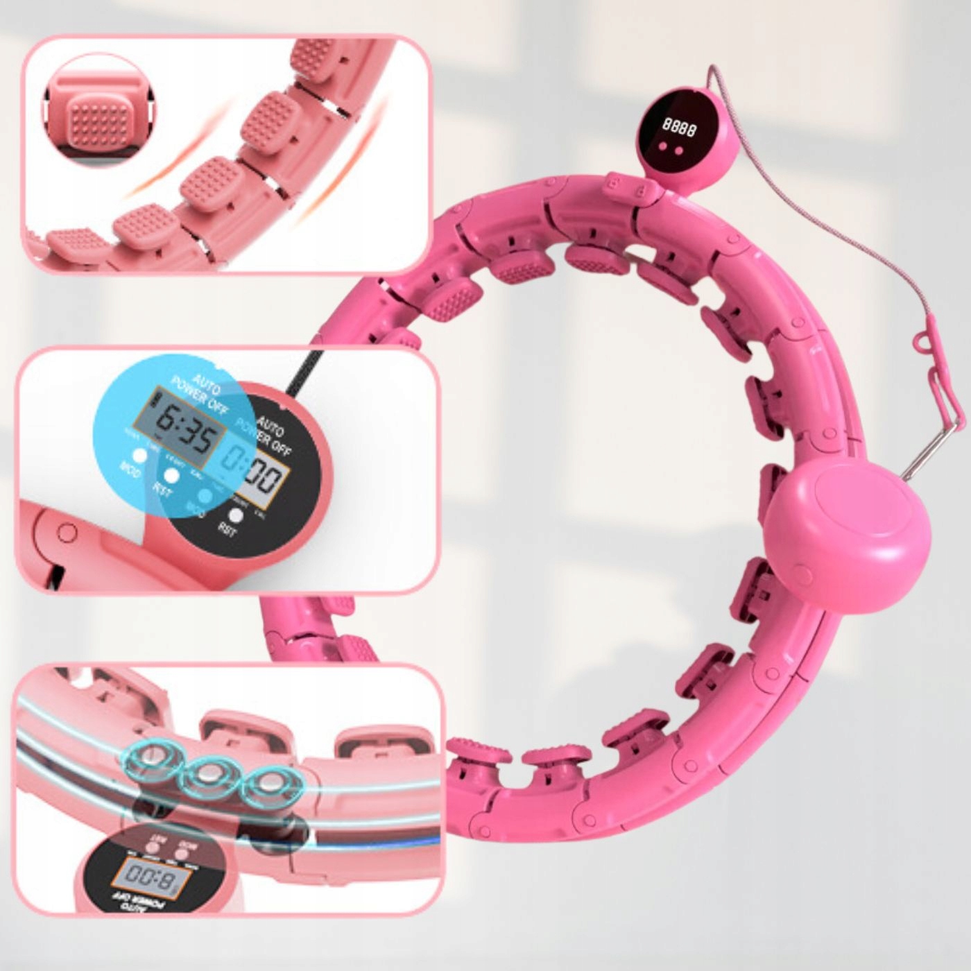 HULA HOP Z OBCIĄŻENIEM I LICZNIKIEM DO ĆWICZEŃ SMART Z WYPUSTKAMI PLUS SIZE Marka Hikey