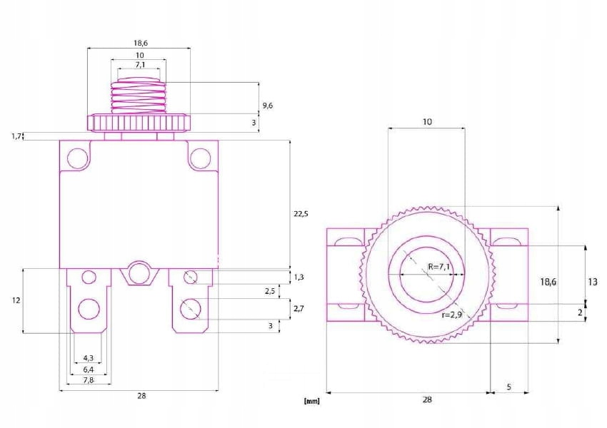 WYŁĄCZNIK NADPRĄDOWY TERMOBIMETALICZNY 10A MR1 Producent Inna
