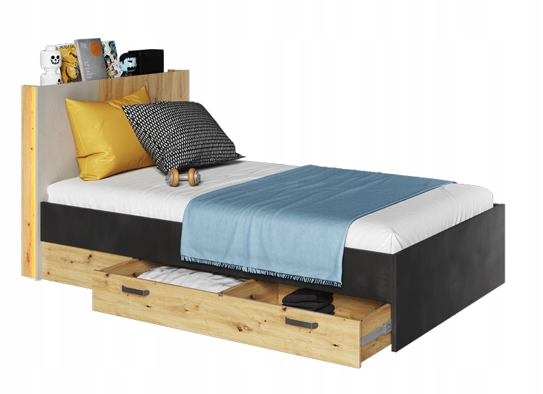 ŁÓŻKO GEO 90cm DO POKOJU MŁODZIEŻOWEGO Z LED Marka Idea Home