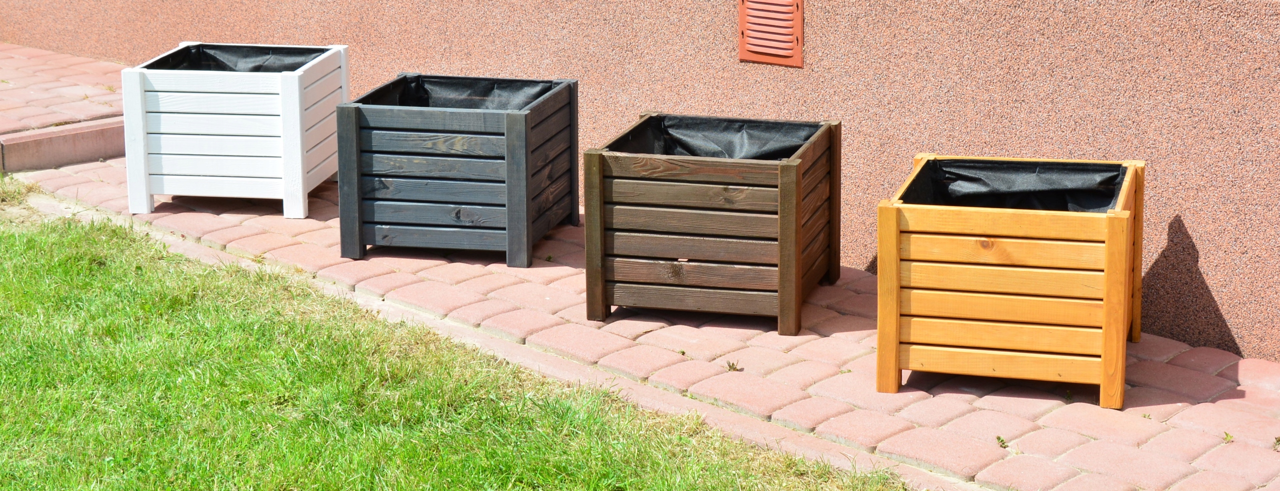 DREWNIANA DONICA OGRODOWA NA KWIATY 60x38x30 BRĄZ Długość 60 cm