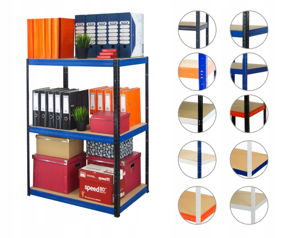 Kovový regál, garážový skladový regál Helios Hbn 90x090x45 3x350 kg