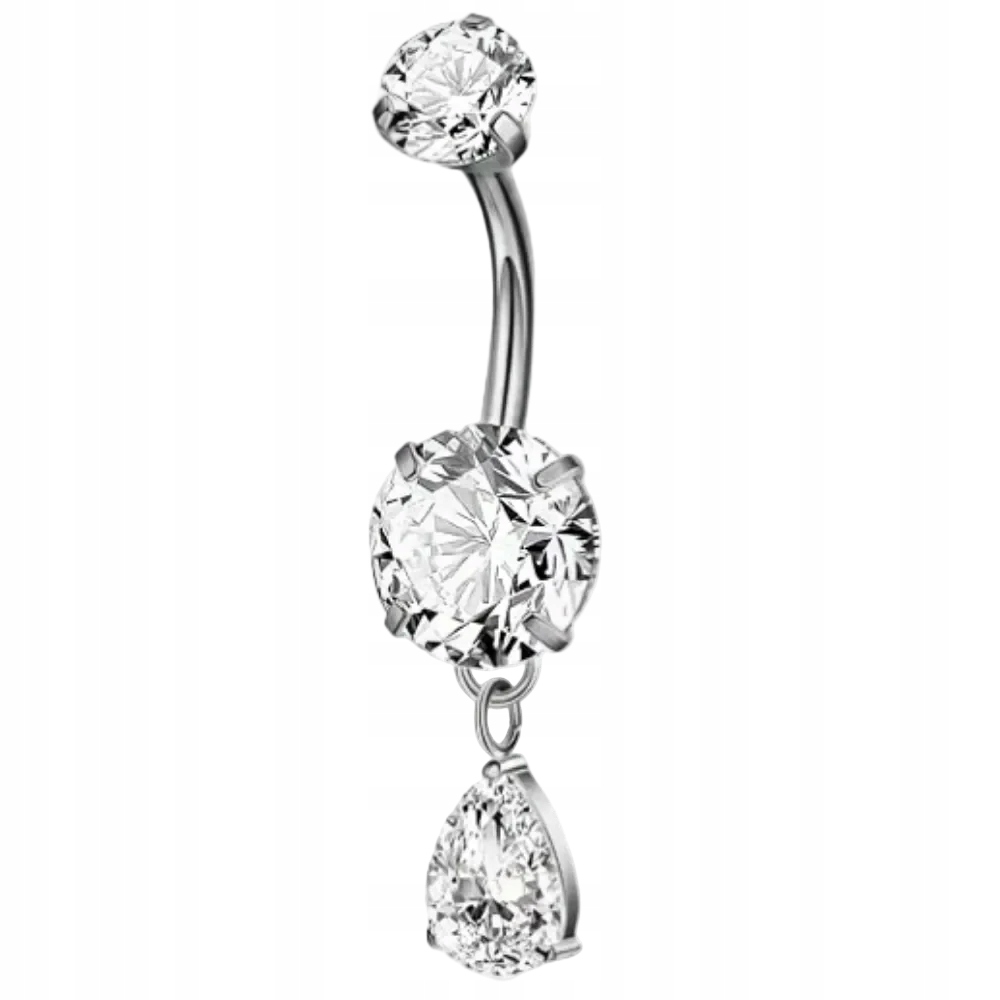 Titanový Piercing do pupíku Pupík Zirkony Přívěsek 1.6x10 Stříbrný Přívěsek
