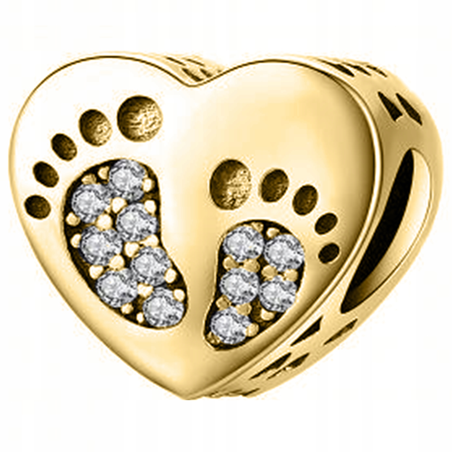 

Charms złoty stópki dziecko Serce srebro 925