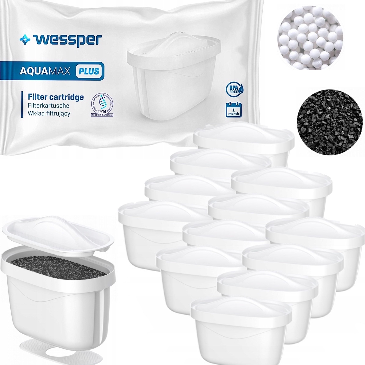 12x Filtr Wessper Aquamax Plus Aqua Max Plus do Wody do Dzbanka Brita Dafi
