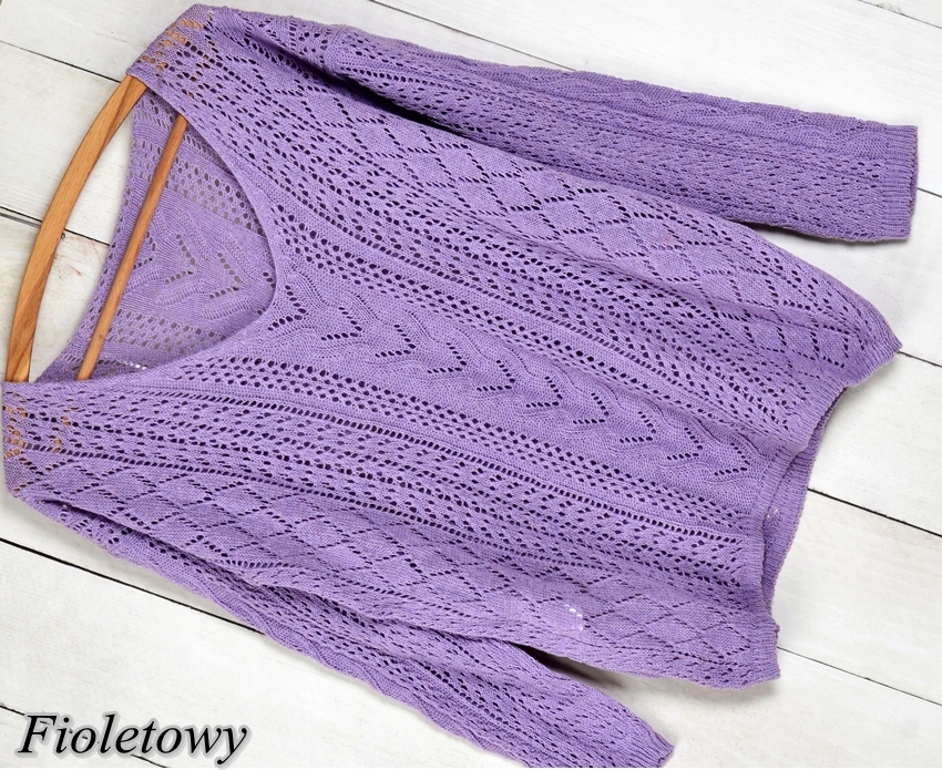 T1 MIĘCIUTKI AŻUROWY SWETER dekolt V kolory Marka Modaistyl