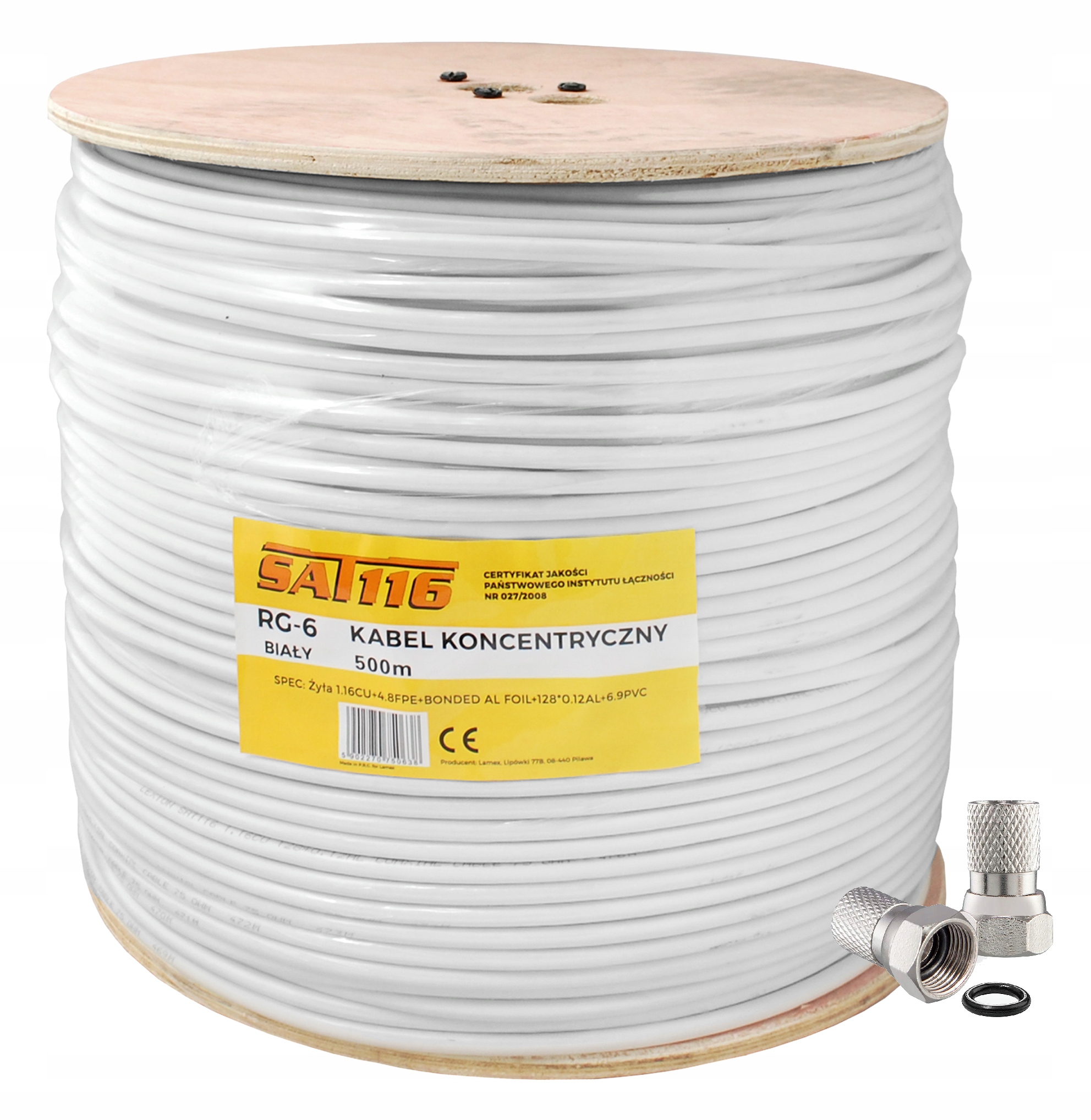 Koaxiálny Anténny Kábel 6.8 MM Prémiový 100 % Meď 500 M, Zhrubnutá Žila