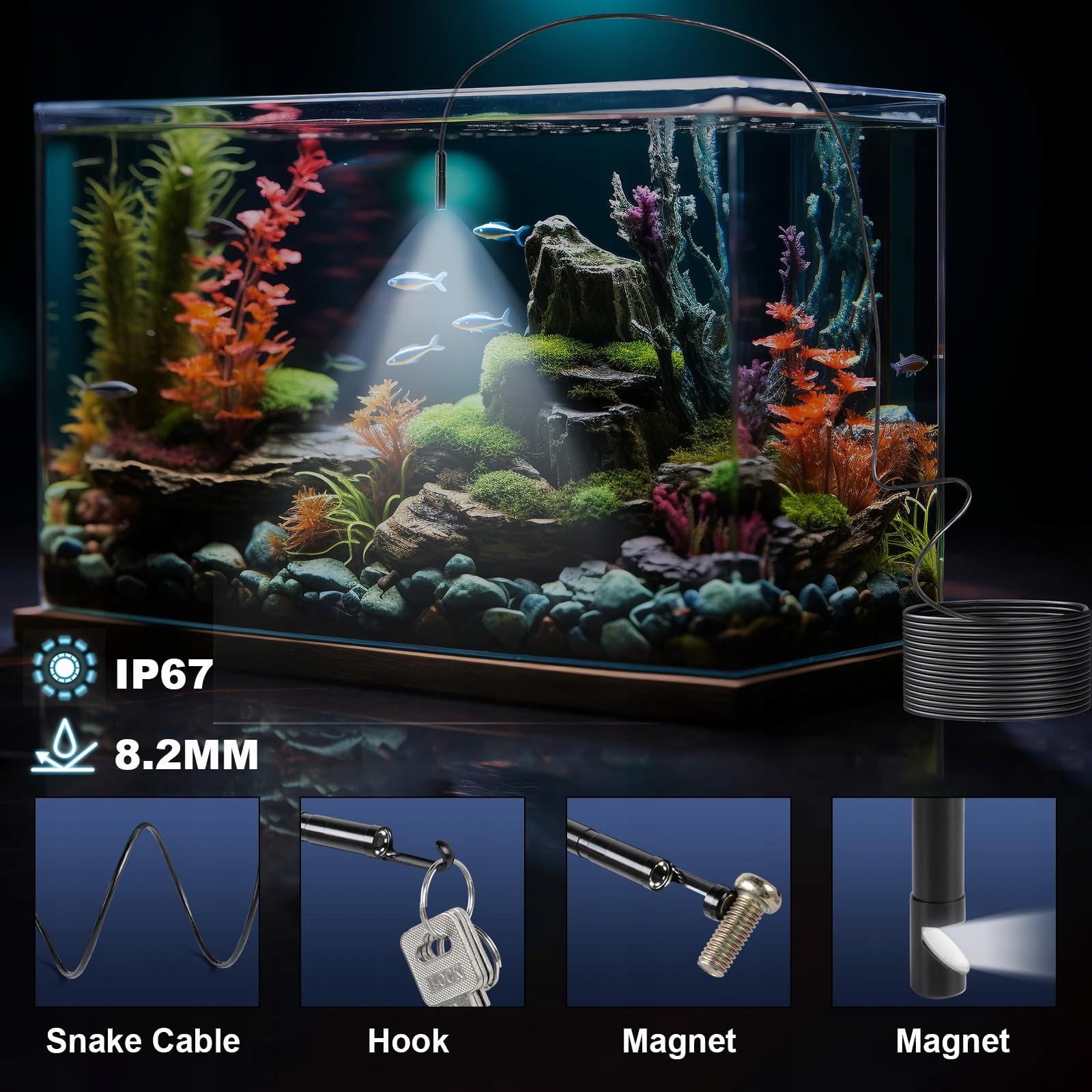 ROMON Kamera Endoskopowa 1080P HD Wodoodporna IP67 8 LED 5M dla Smartfonów — miniatura 6