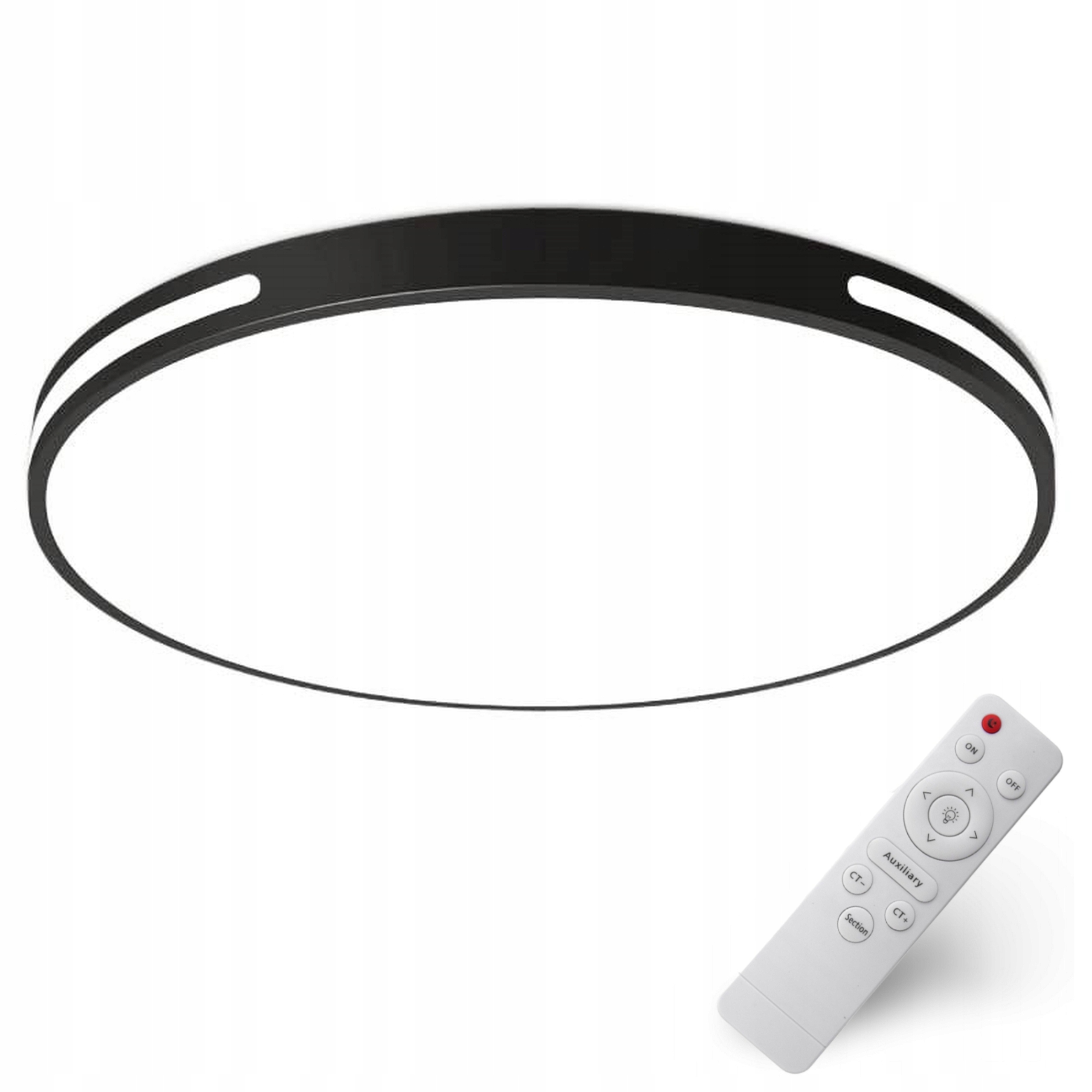 Lampa Sufitowa Plafon 30CM Led Okrągły Czarny Mat Zmienna Barwa Z Pilotem