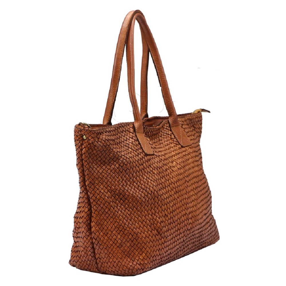 TOREBKA SHOPPER SKÓRA NAT PLECIONA BRĄZOWA LUX 983 Płeć kobieta