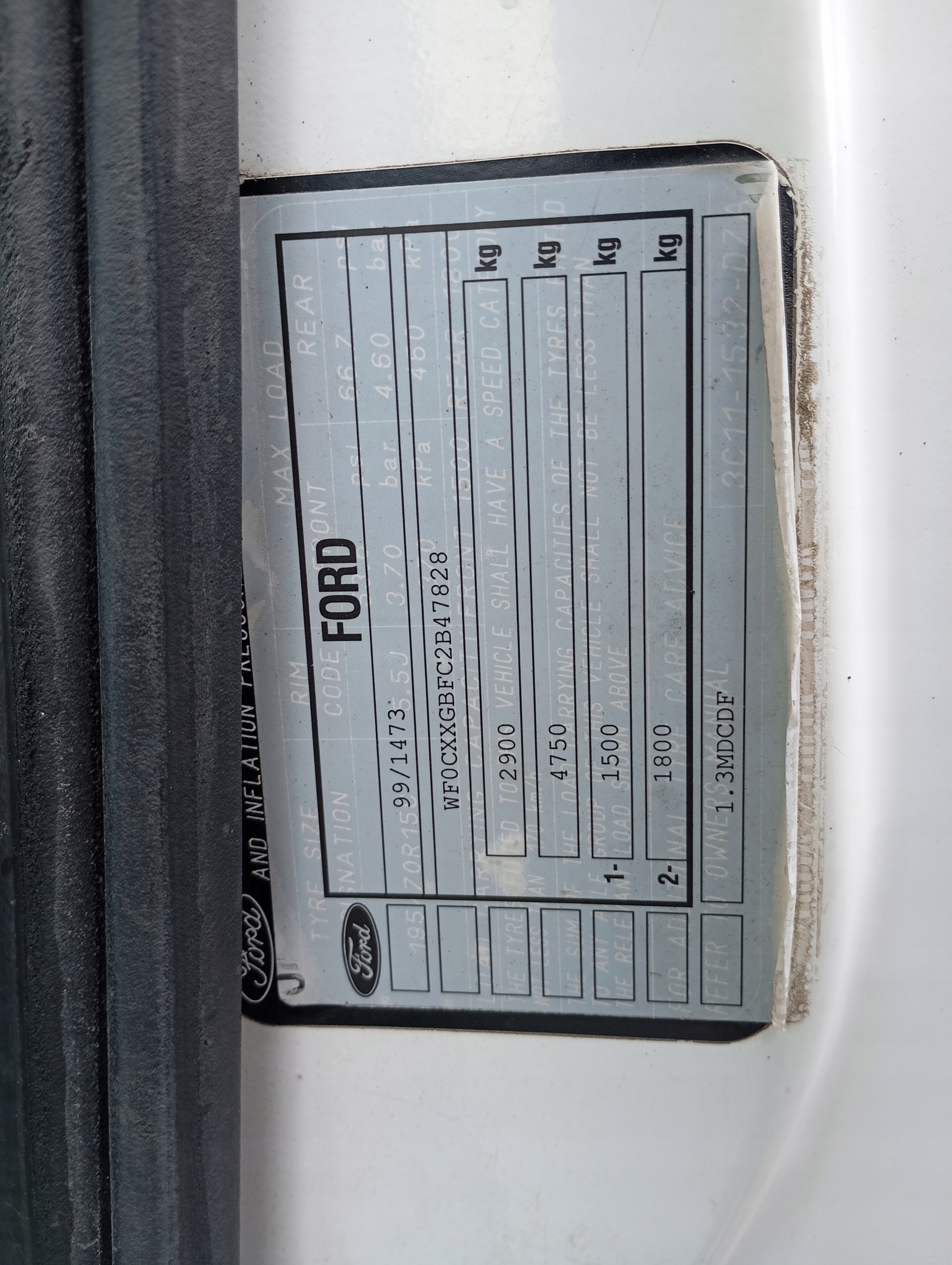 FORD TRANSIT MK6 VI 00-06 door front left window