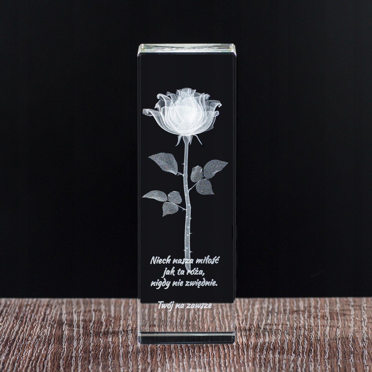 Róża 3D Prezent Walentynki Rocznica Urodziny ETUI Materiał wykonania szkło