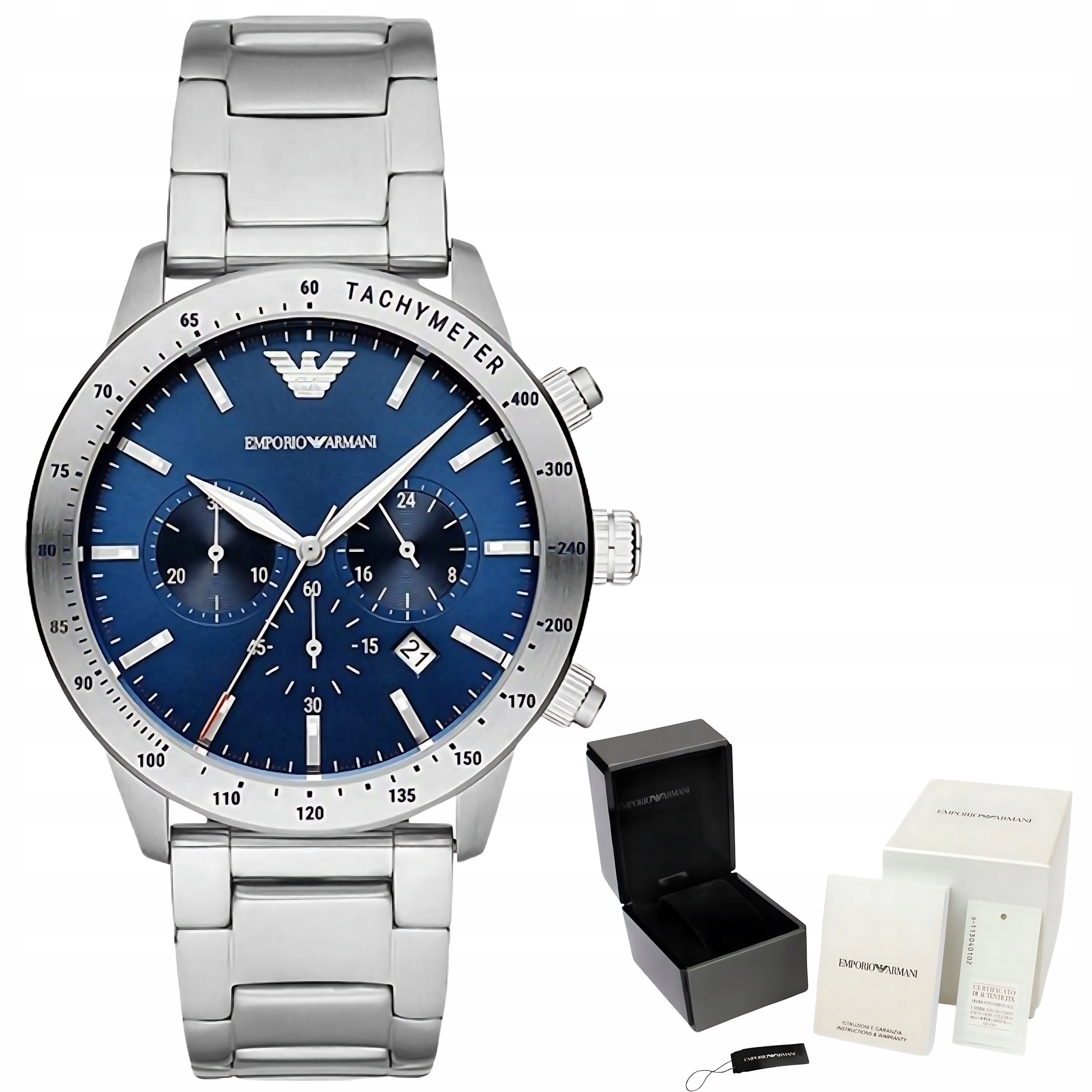 Pánské Hodinky Emporio Armani AR11306 Mario Chronograf Silver WR30 Box