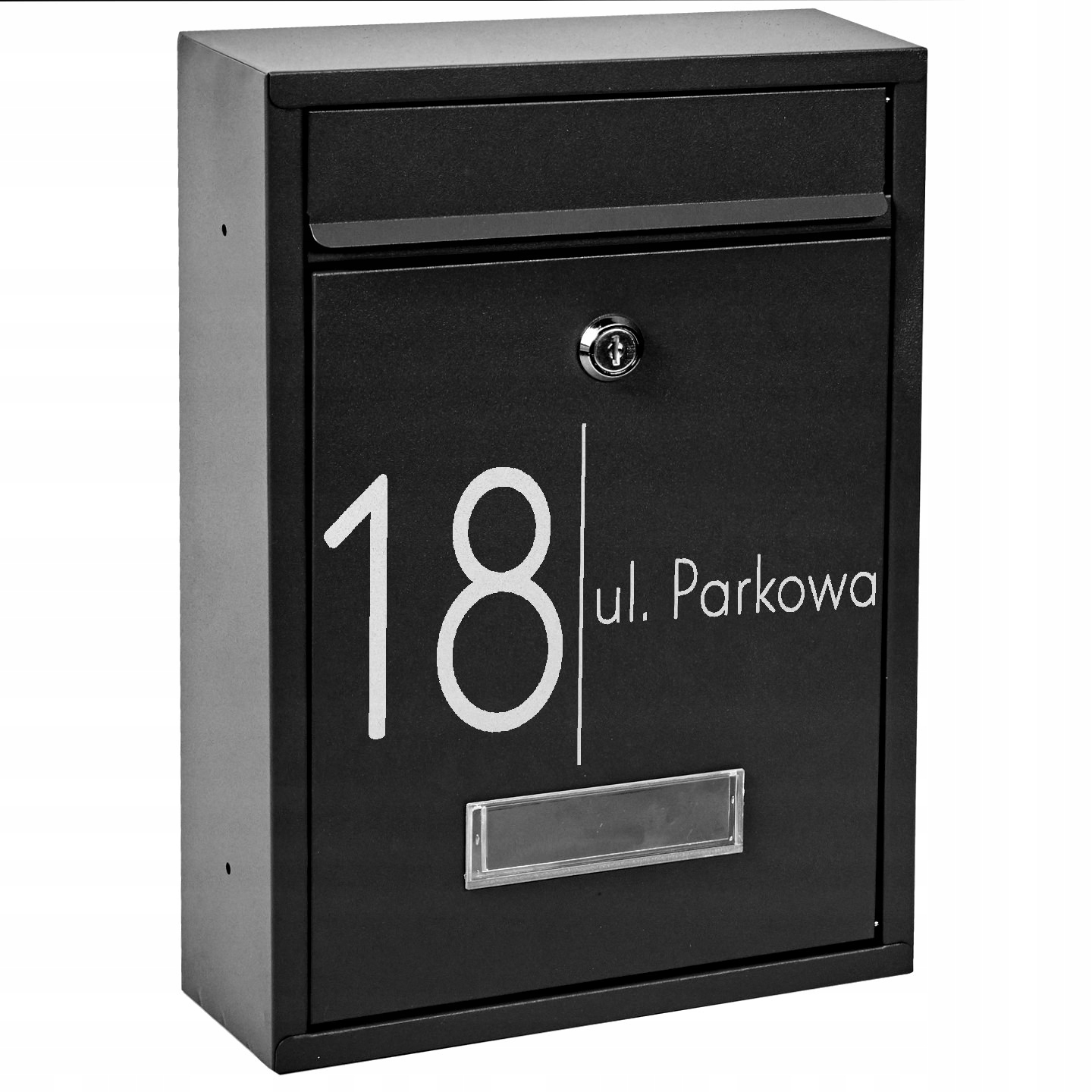 SKRZYNKA POCZTOWA CZARNA RIB + WZÓR NAPIS