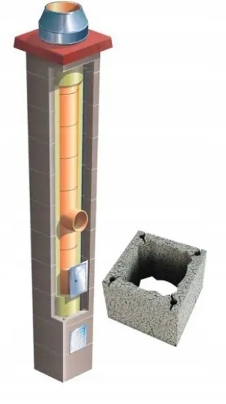 Keramický systémový komín Brata Universal S fi 250 15 m 36x36 cm, zateplený