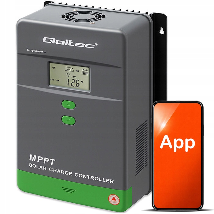 Mppt 50A LCD Bluetooth solární regulátor Qoltec LiFePO4 gelový App 12/24V Usb