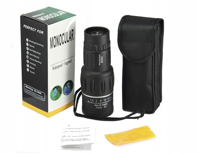 MONOKULAR LUNETA LORNETKA 16×52 ETUI PASEK Minimalna odległość obserwacji 16 m