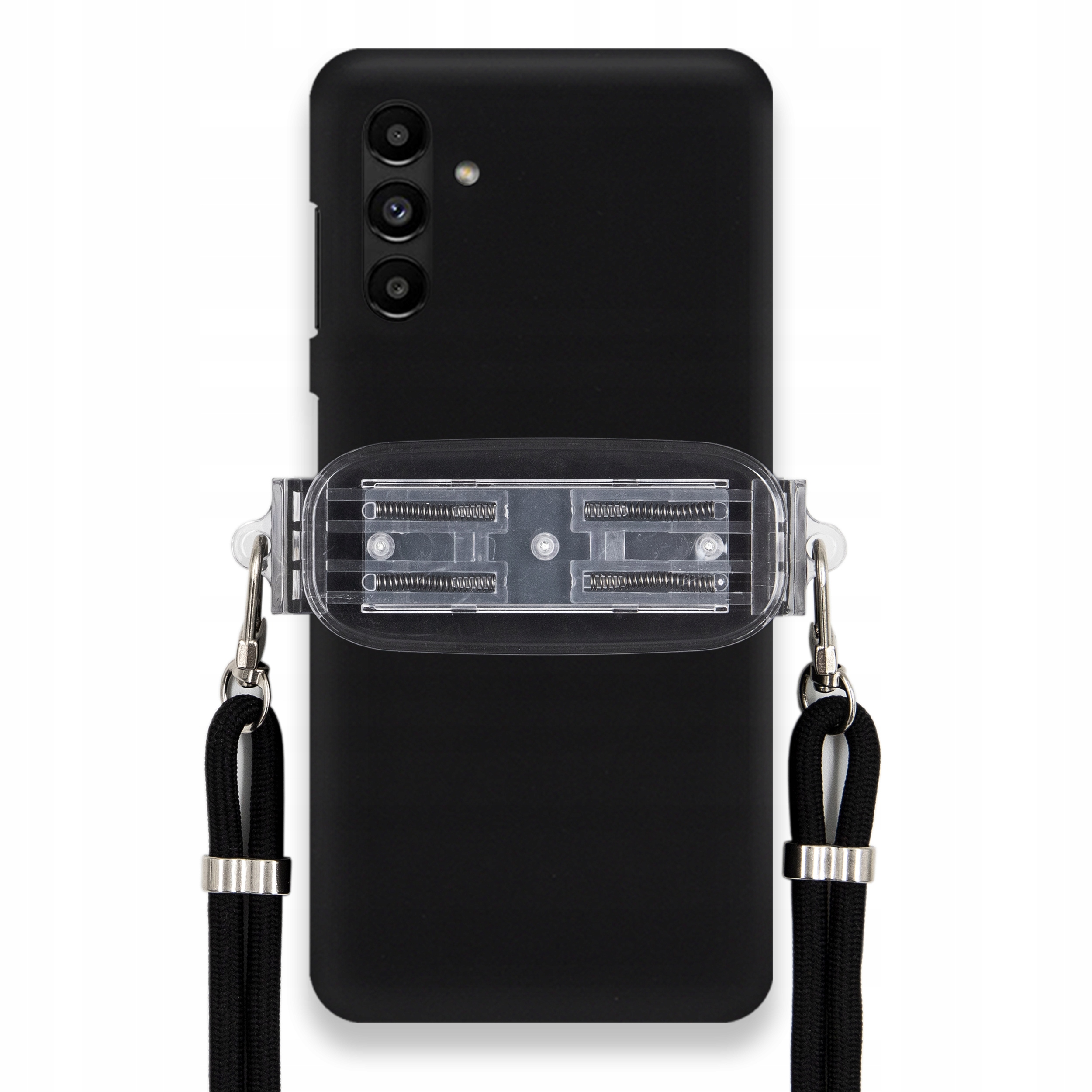 Puzdro Pre Samsung A04S Smooth Case Ochrana Univerzálny Držiak Čierna Šnúrka